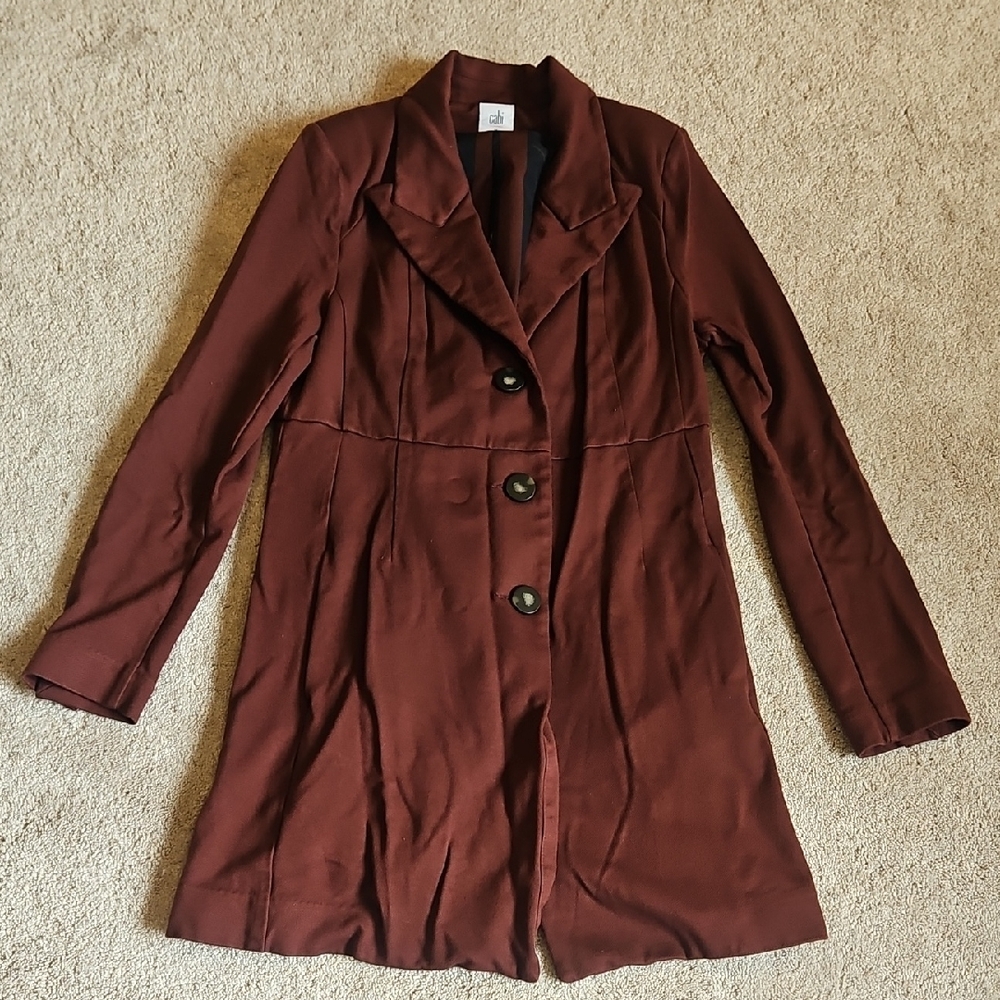 CAbi Deep Maroon Long Pea Coat